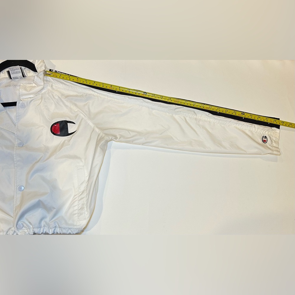 Champion White Windbreaker Jacket Small Women’s Logo Tape Cropped - Picture 13 of 13